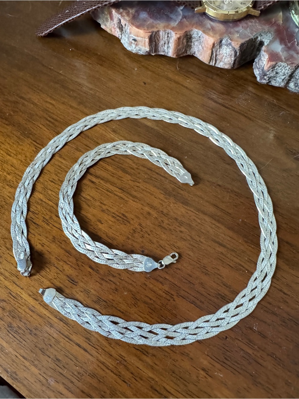 .925 Silver Braided Vintage Necklace and Bracelet Set